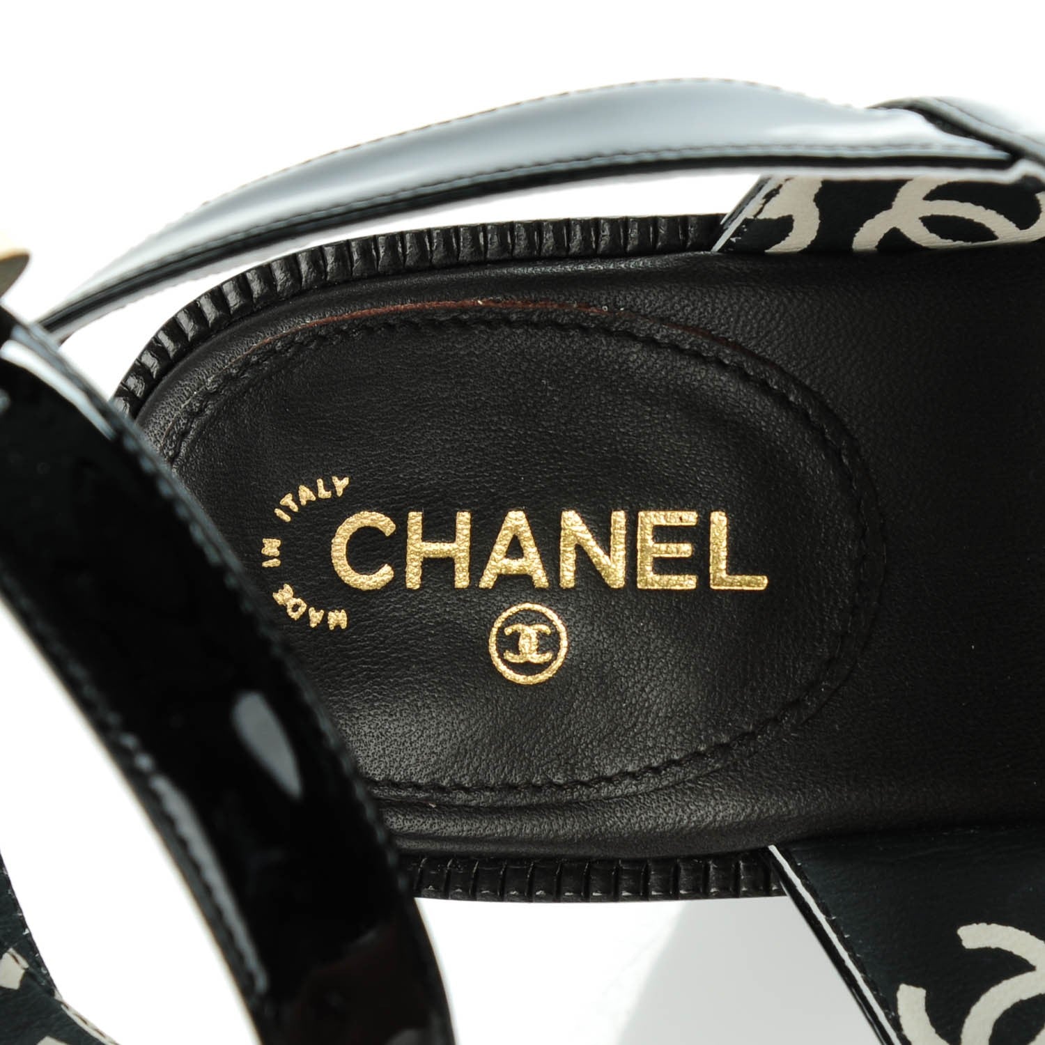 Chanel Patent Calfskin Quilted Heel Sandals 40 Black 9 of 9