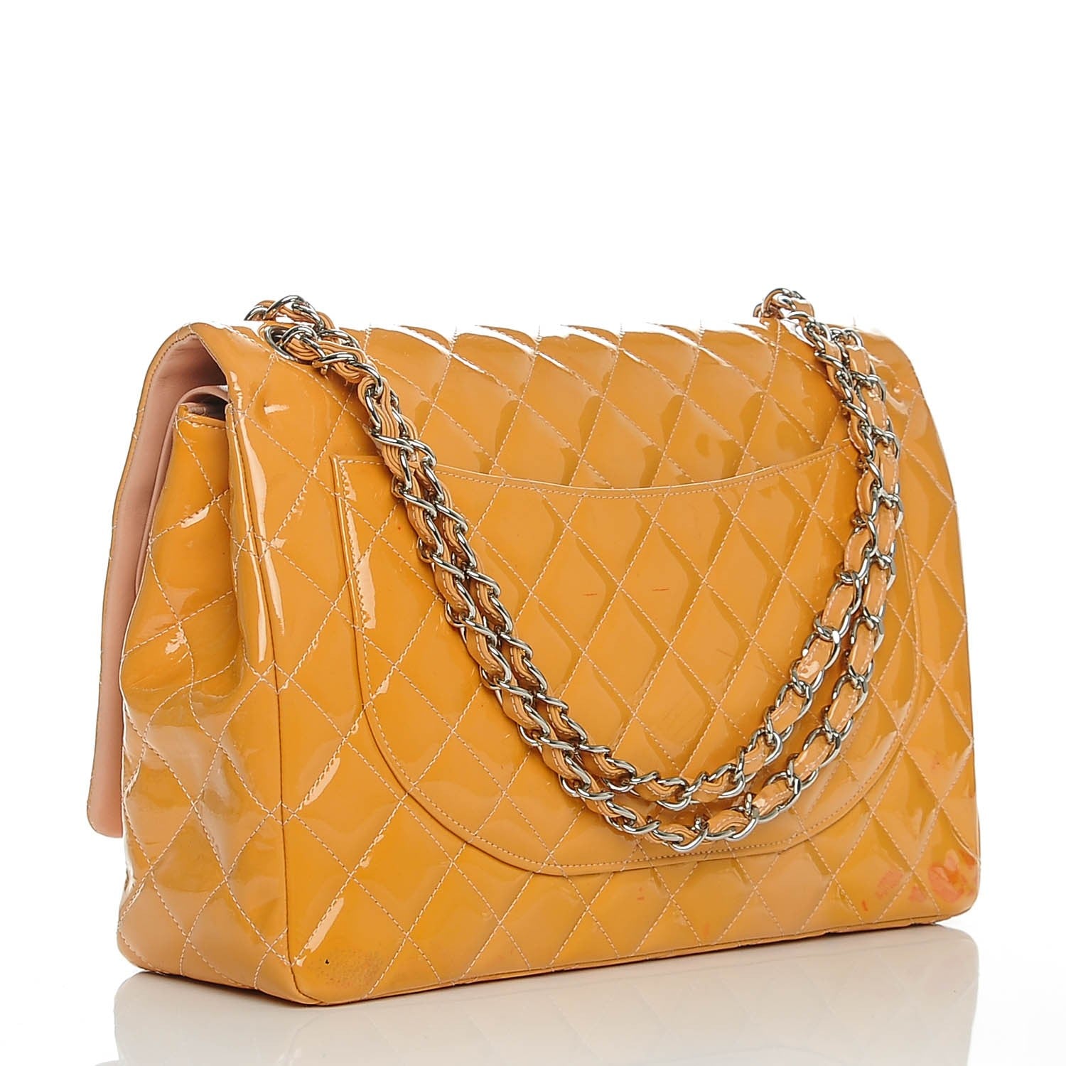 Chanel Patent Maxi Quilted Double Flap Light Orange 3 of 24