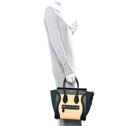 Celine Canvas Smooth Calfskin Micro Tri-Color Luggage Teal 2 of 9