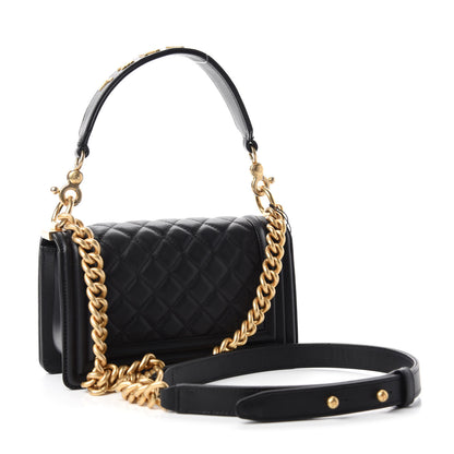 Chanel Calfskin Small Boy Logo Top Handle Flap Black 3 of 13