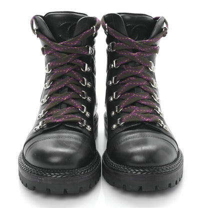 Chanel Lambskin Quilted Lace Up Boots 36 Black 2 of 8