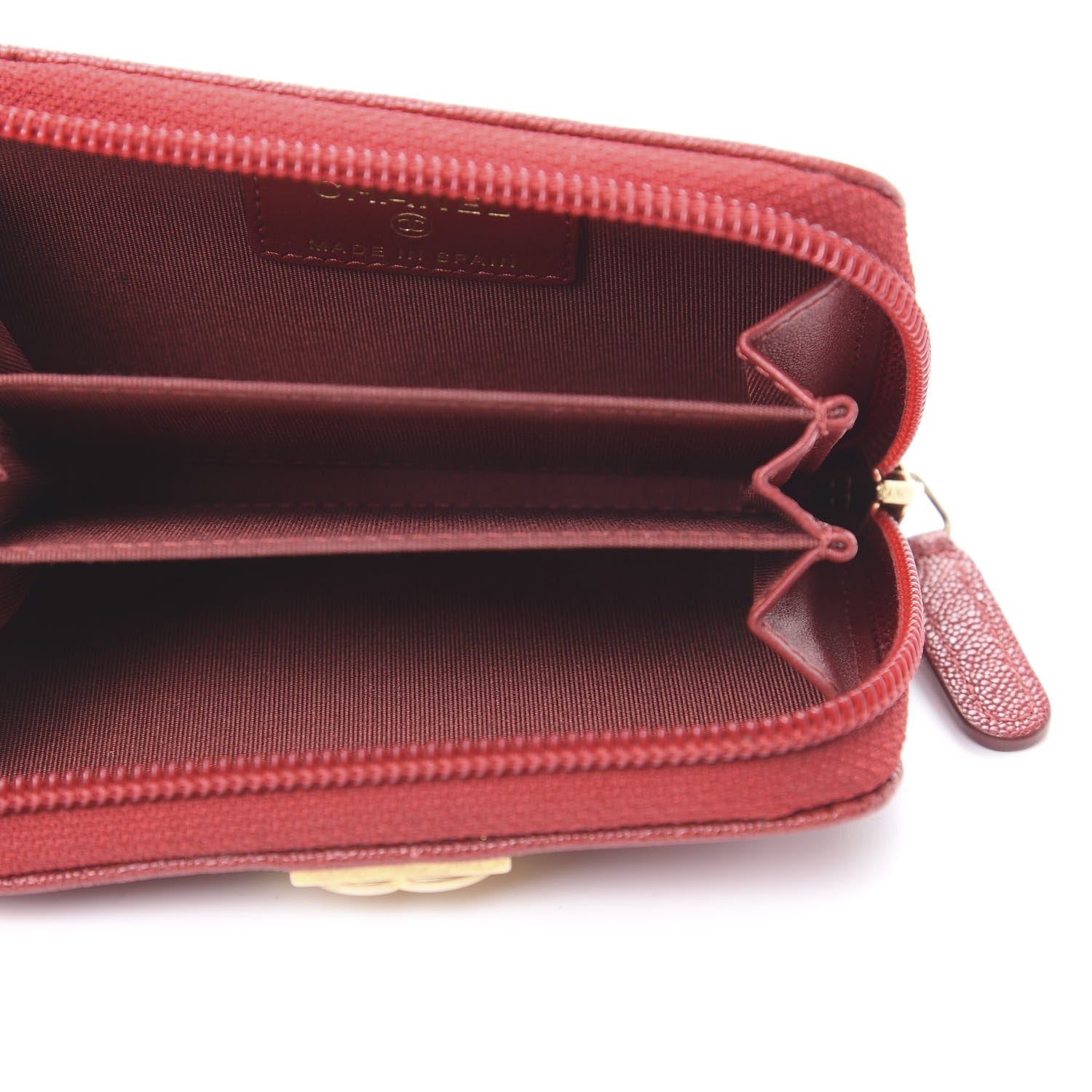 Chanel Iridescent Caviar Quilted Boy Zip Around Coin Purse Wallet Red 5 of 8