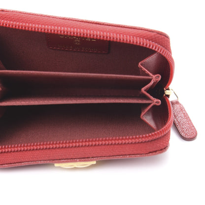 Chanel Iridescent Caviar Quilted Boy Zip Around Coin Purse Wallet Red 5 of 8