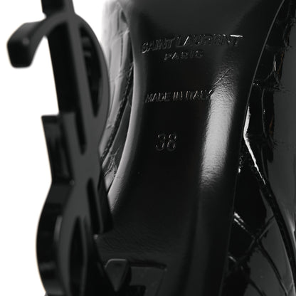 Saint Laurent Alligator Embossed Patent Calfskin Opyum 110 Ankle Boots 38 Black 10 of 11