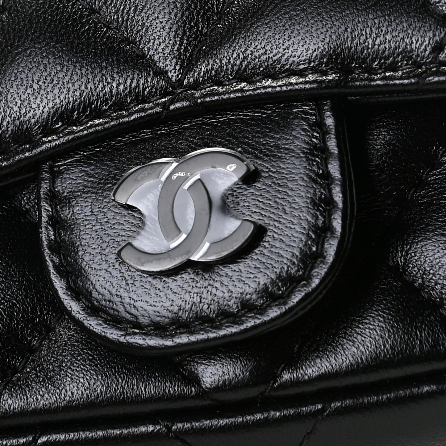 Lambskin Quilted Mini Chain Belt Bag So Black
