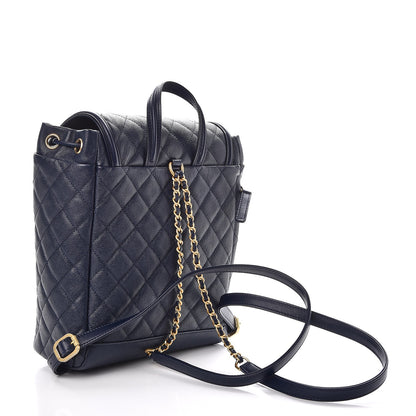 Chanel Caviar Quilted Filigree Backpack Navy 3 of 9