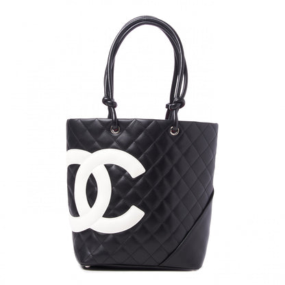 Chanel Calfskin Quilted Medium Cambon Tote Black White 1 of 9