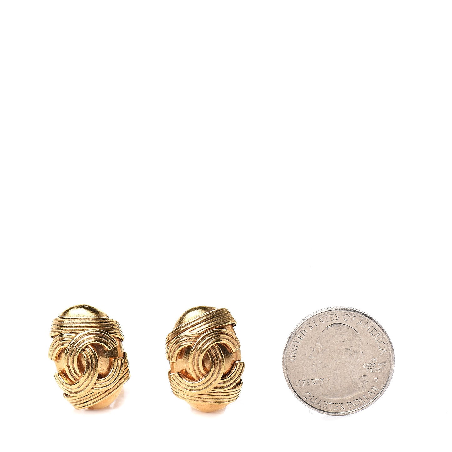 Oval CC Clip On Earrings Gold
