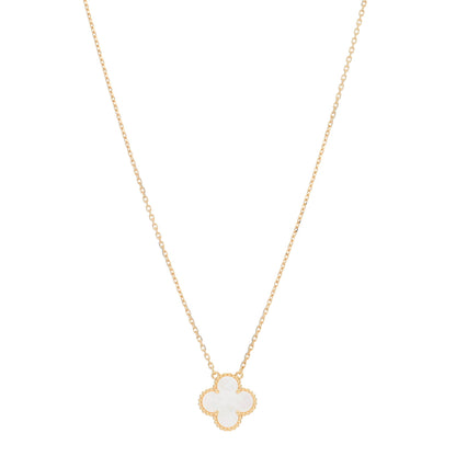Van Cleef & Arpels 18K Yellow Gold Mother of Pearl Vintage Alhambra Pendant Necklace 1 of 5