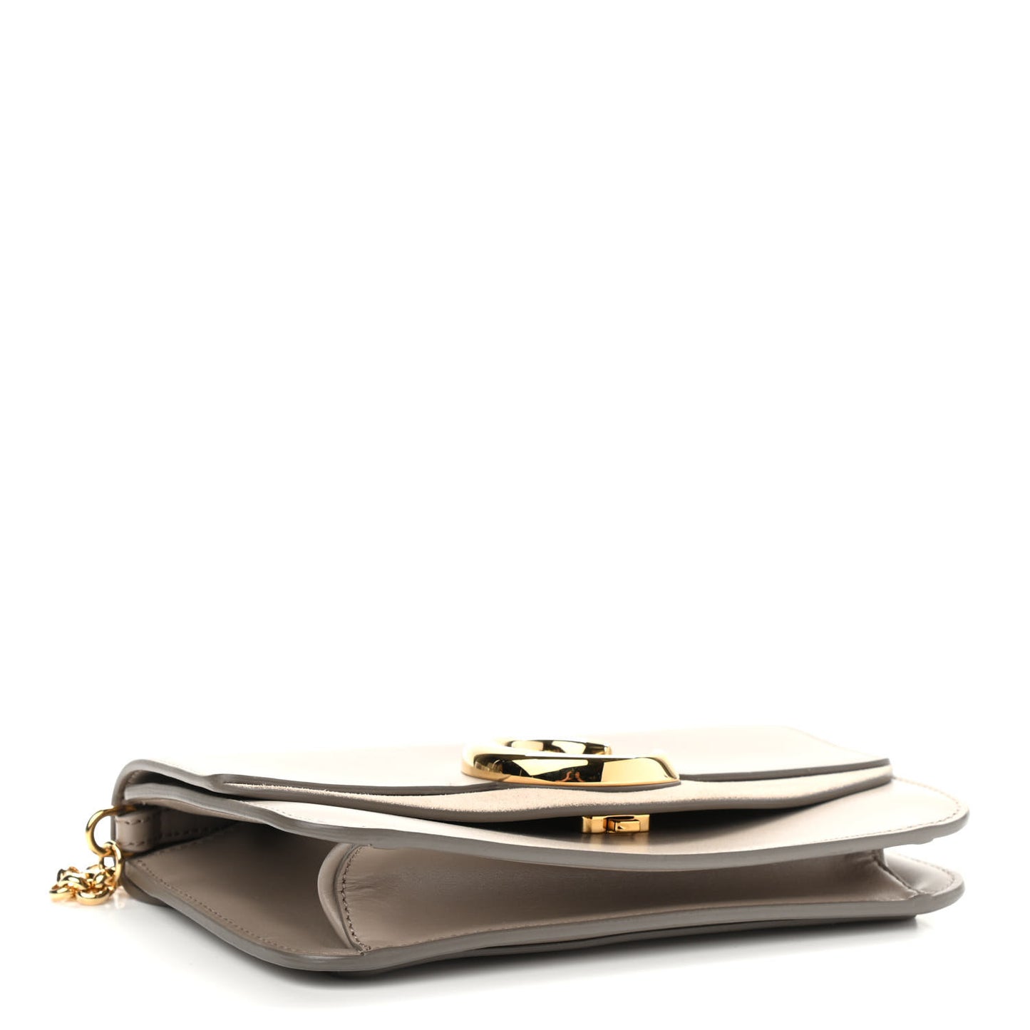 Calfskin Suede C Clutch With Chain Motty Grey