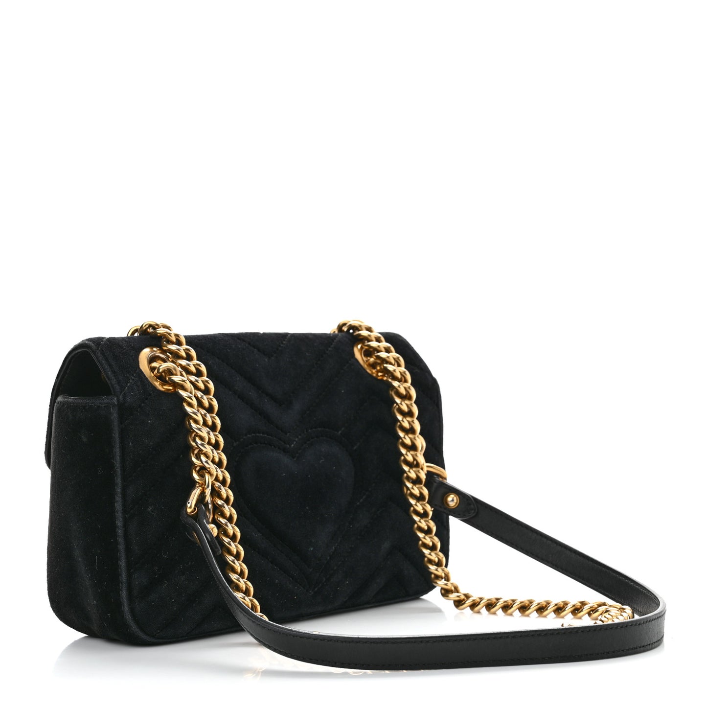 Velvet Matelasse Mini GG Marmont Shoulder Bag Black