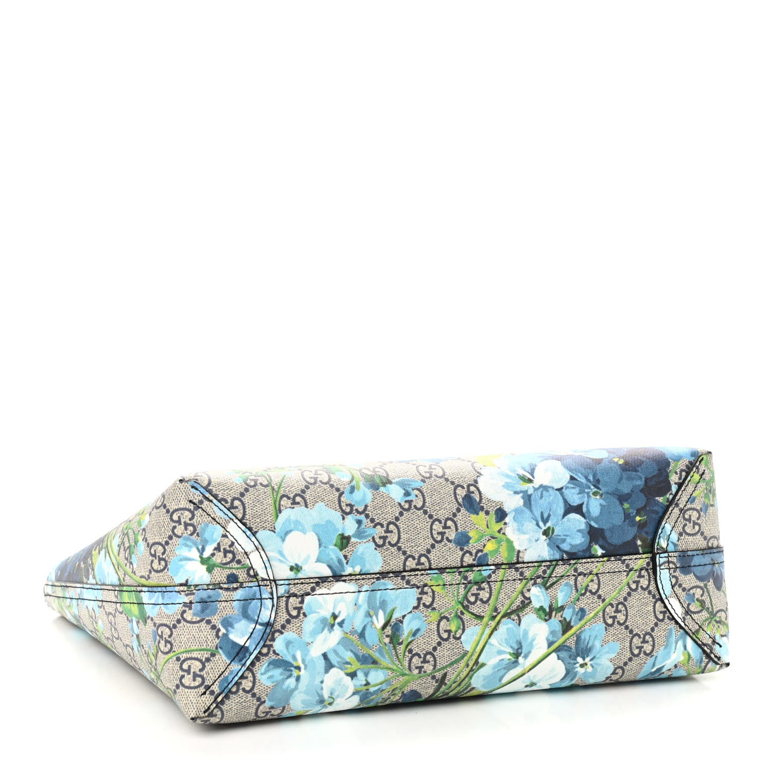 Gucci GG Supreme Monogram Blooms Small Reversible Tote Beige Blue Navy 3 of 14