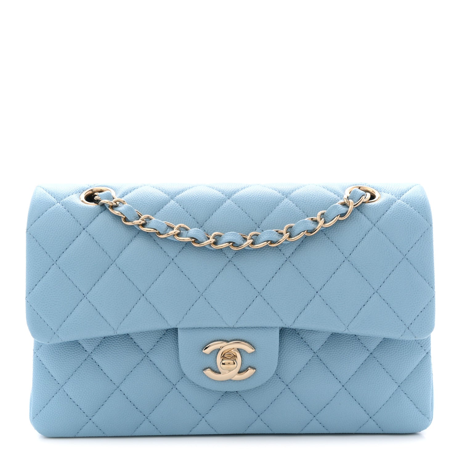 Chanel Caviar Quilted Small Double Flap Light Blue 1 of 10