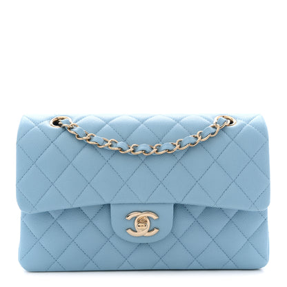 Chanel Caviar Quilted Small Double Flap Light Blue 1 of 10