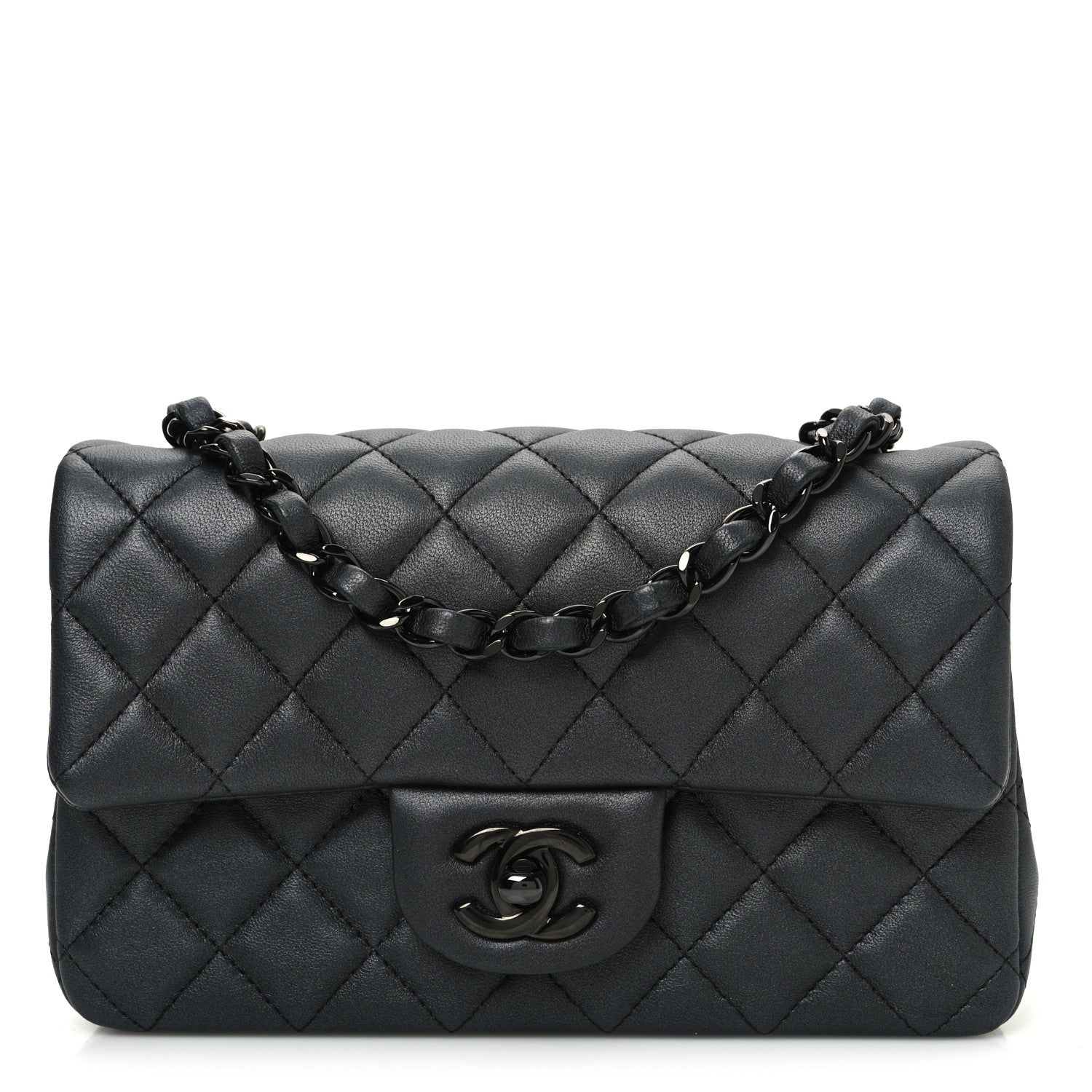 Chanel Pearly Lambskin Quilted Mini Rectangular Flap So Black 1 of 11