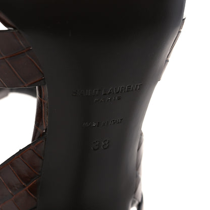 Saint Laurent Calfskin Crocodile Embossed Tribute 105 Sandals 38 Moro 7 of 9