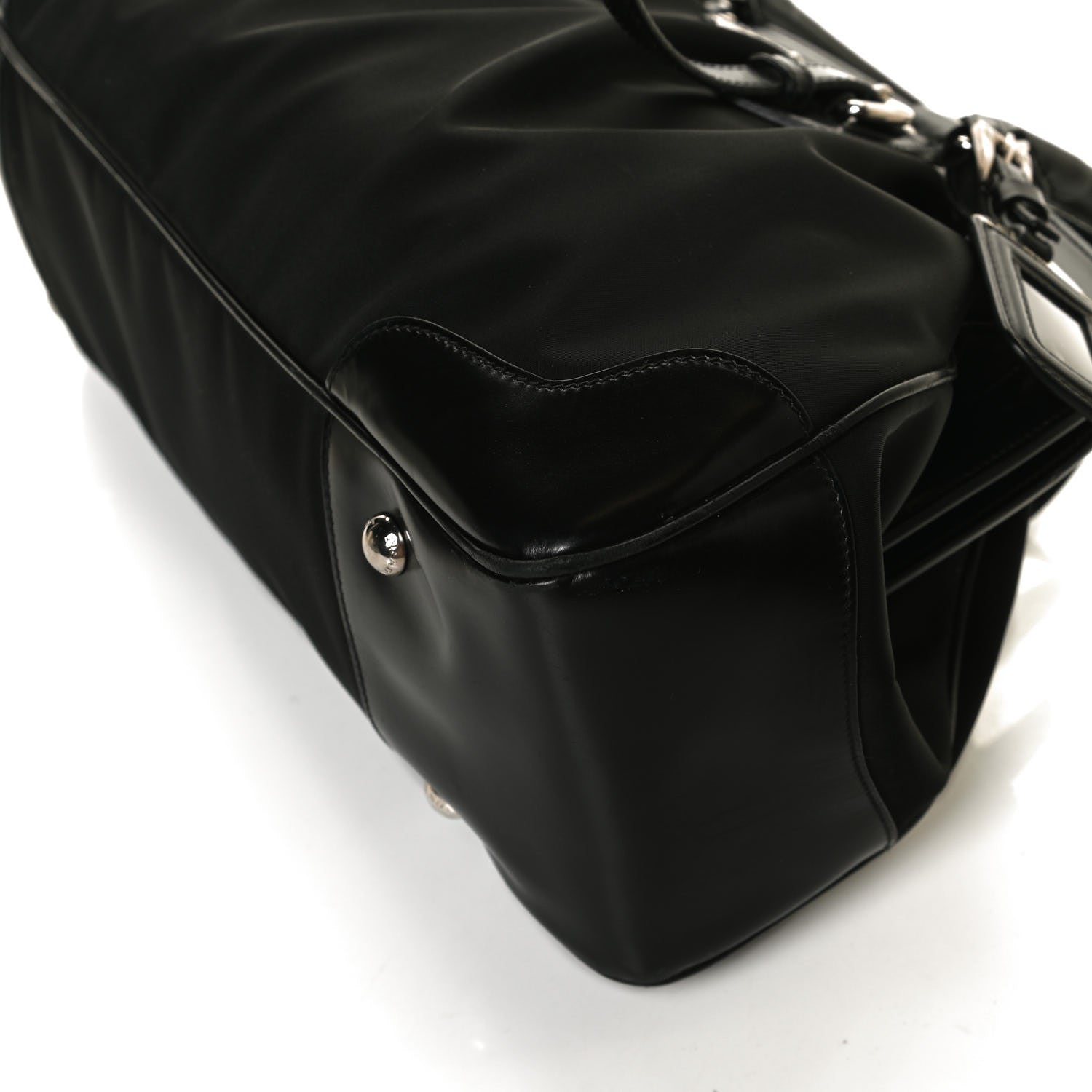 Prada Tessuto Nylon Calfskin Frame Satchel Black 12 of 17