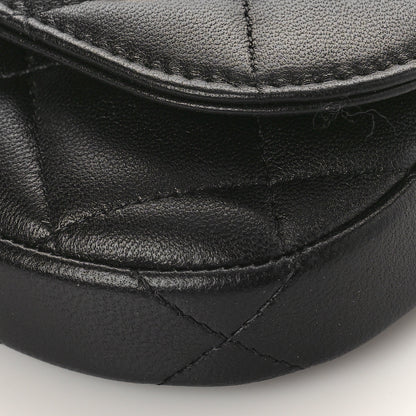Chanel Lambskin Quilted Pearl Top Handle Clutch With Chain Black 10 of 11