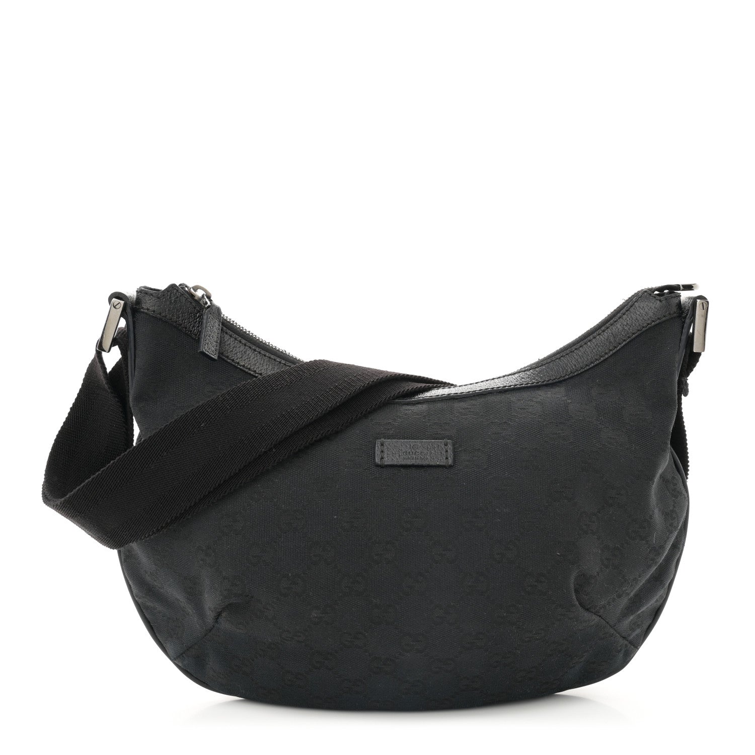Gucci Monogram Medium Half Moon Hobo Black 1 of 10