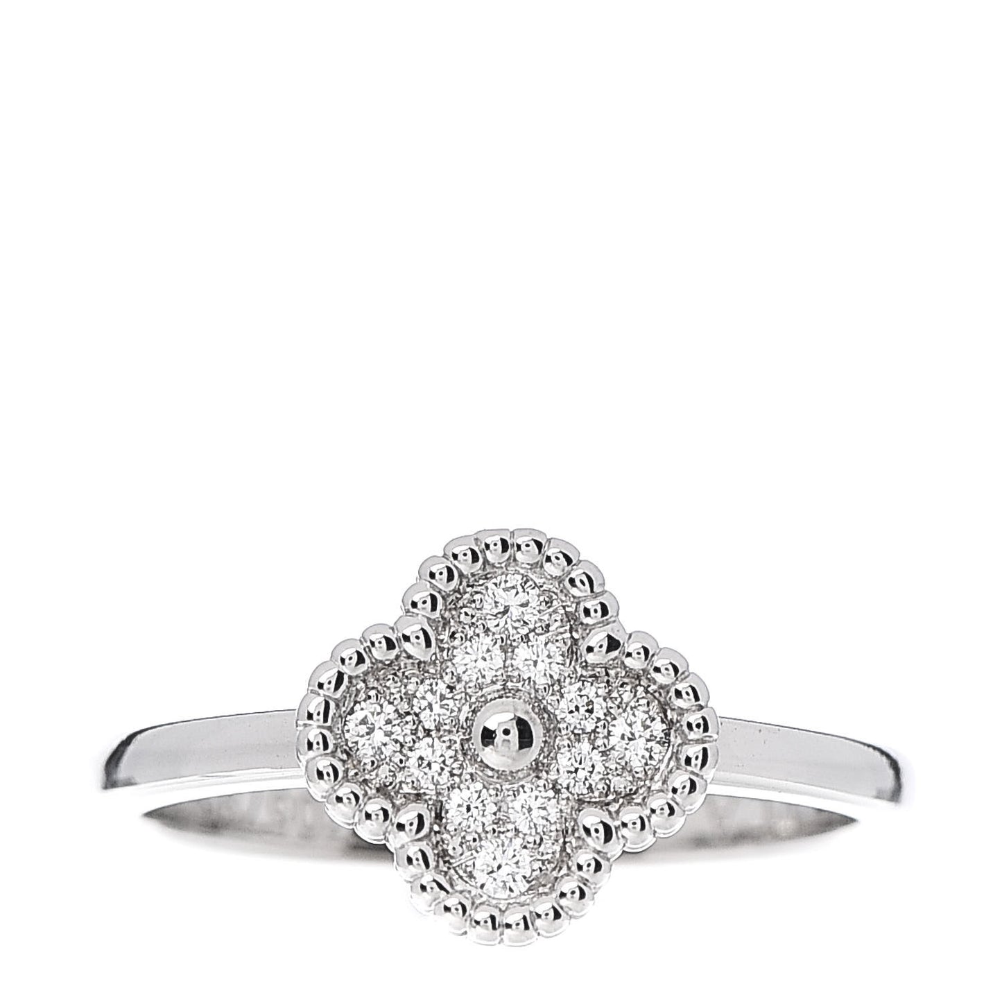 18K White Gold Diamond Sweet Alhambra Ring 50 5.25