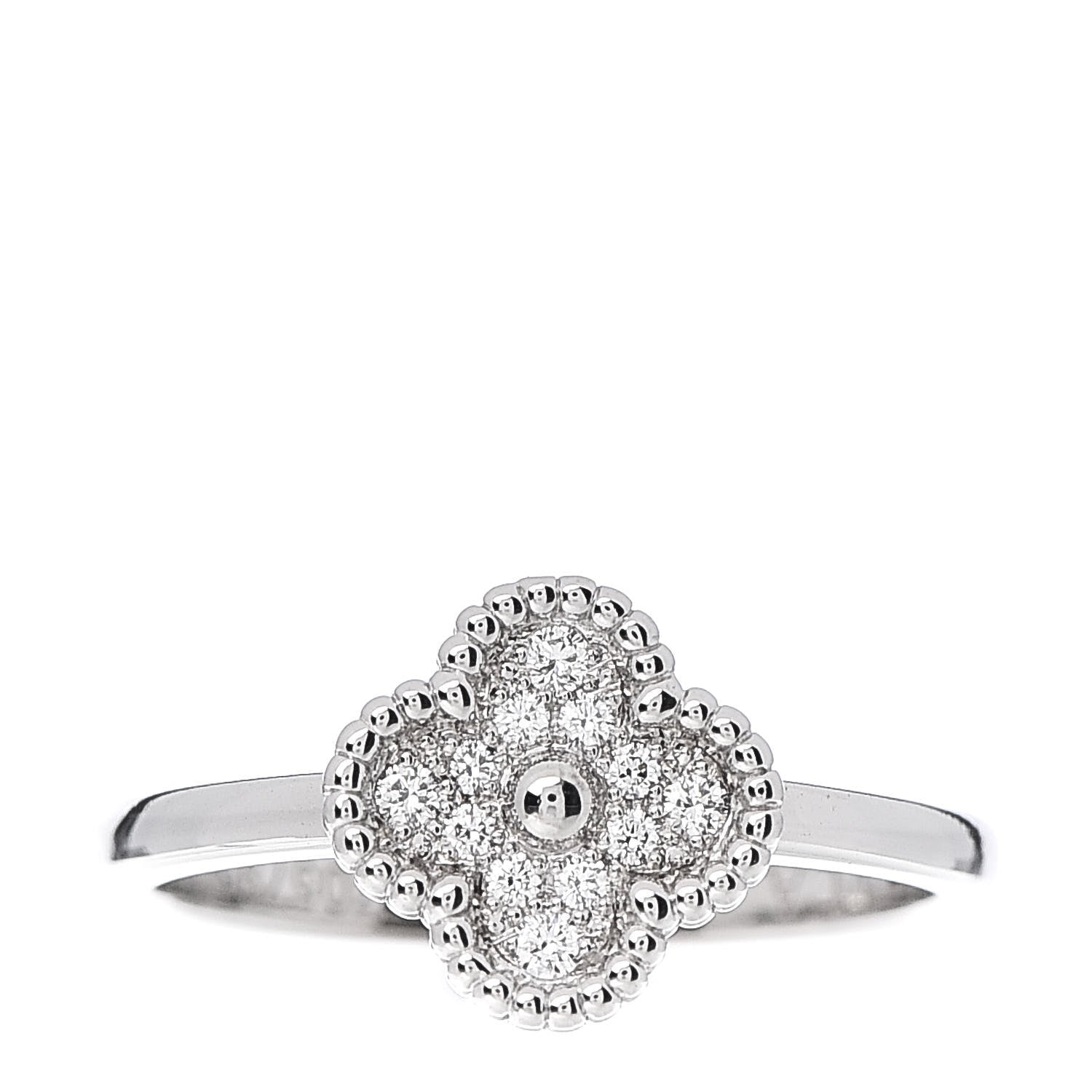 Van Cleef & Arpels 18K White Gold Diamond Sweet Alhambra Ring 50 5.25 1 of 7