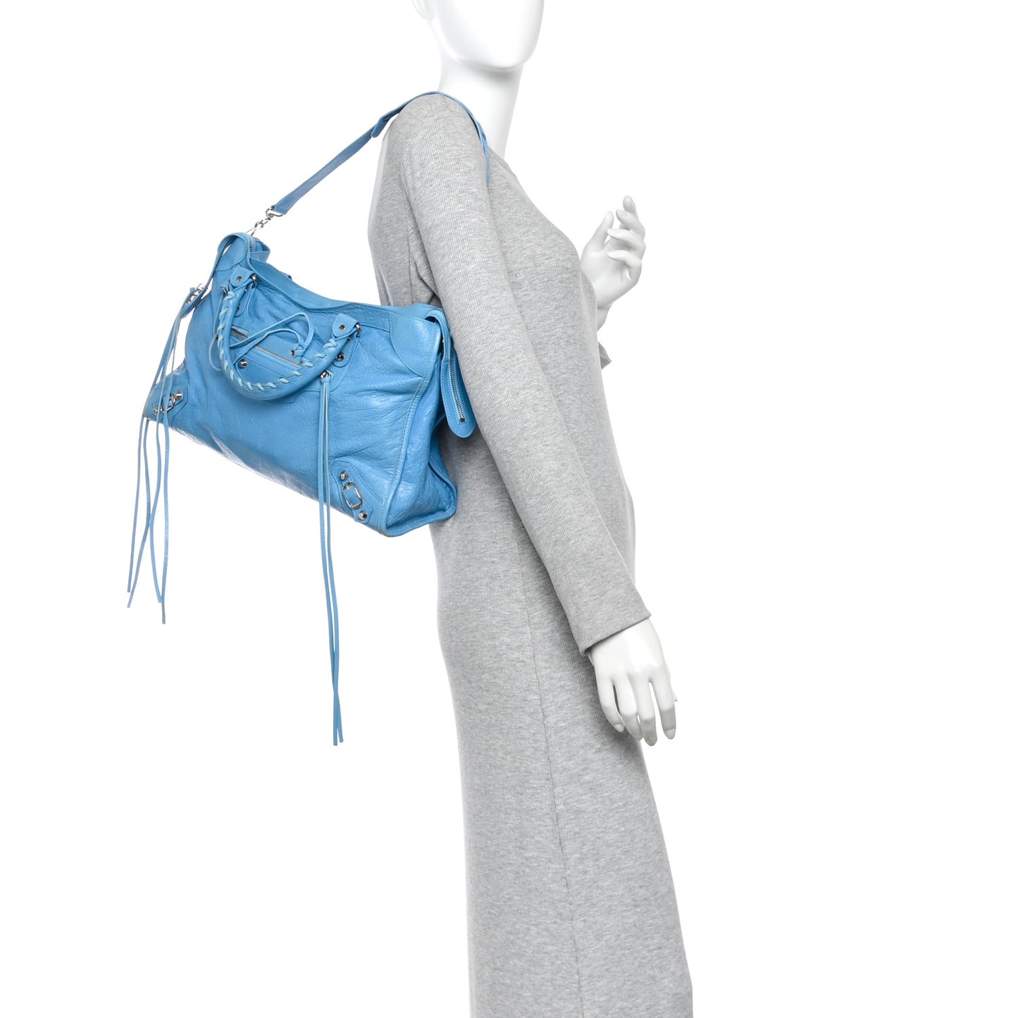 Agneau Classic Silver Hardware City Bleu Azur Clair