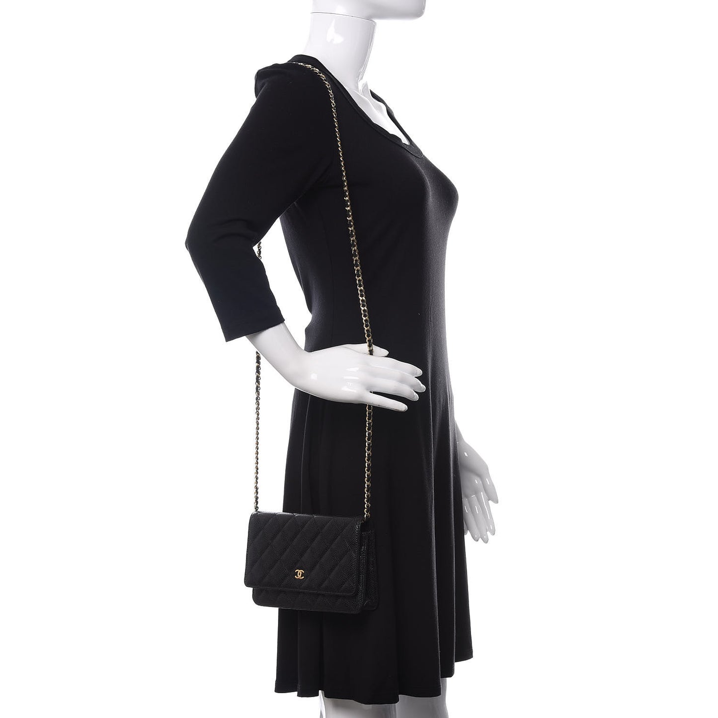 Caviar Quilted Wallet On Chain WOC Black