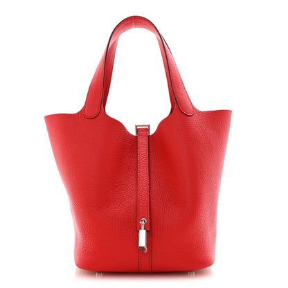 Hermes Taurillon Clemence Picotin Lock 22 MM Rouge de Coeur 1 of 11