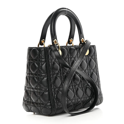 Christian Dior Lambskin Cannage Medium Lady Dior Black 3 of 13