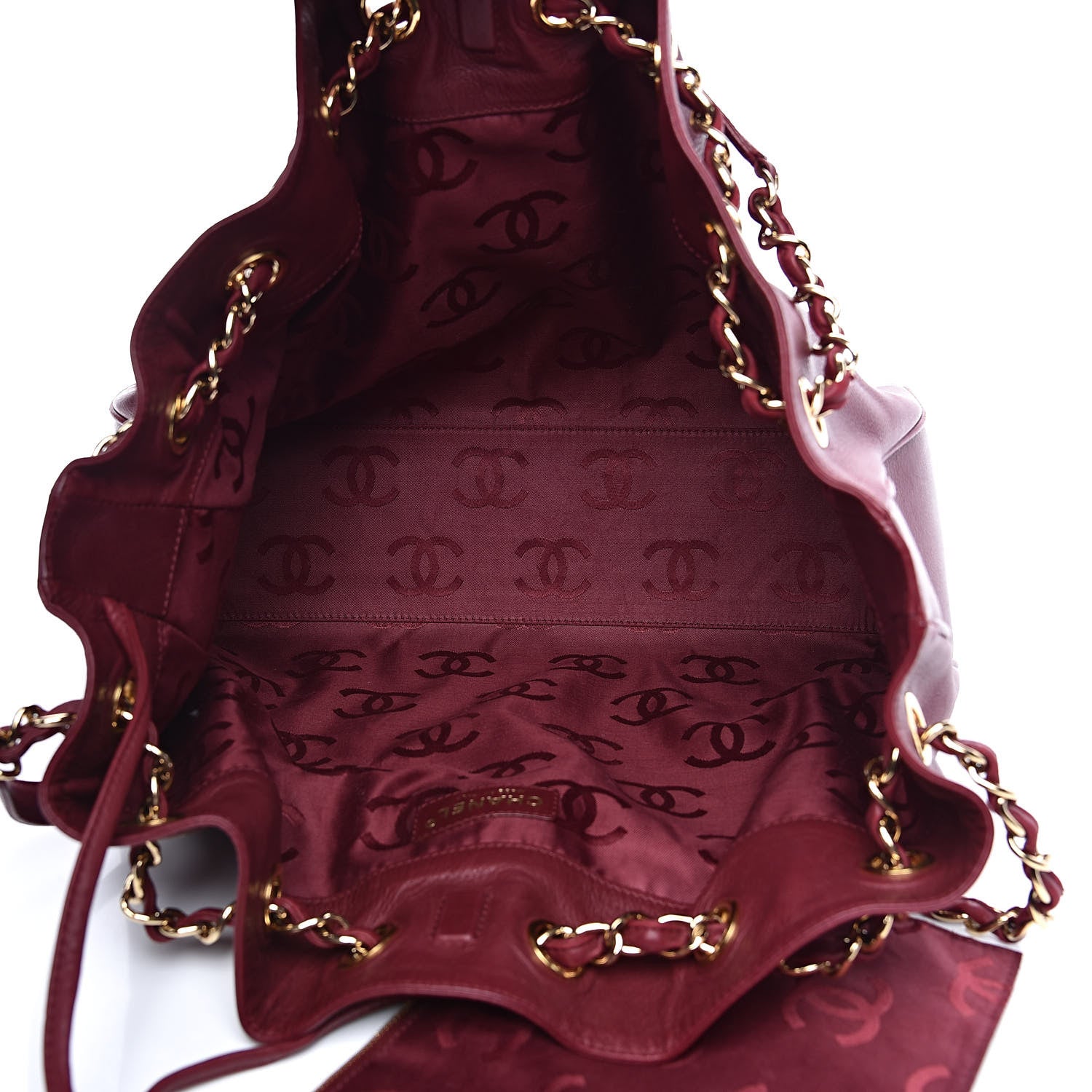 Chanel Deerskin Drawstring Shoulder Bag Red 5 of 12