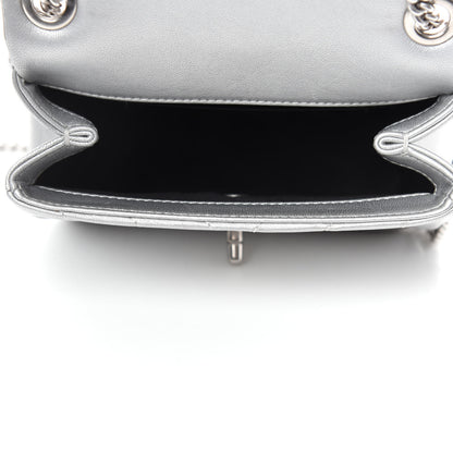 Chanel Metallic Lambskin Chevron Quilted Mini Flap Silver 5 of 10
