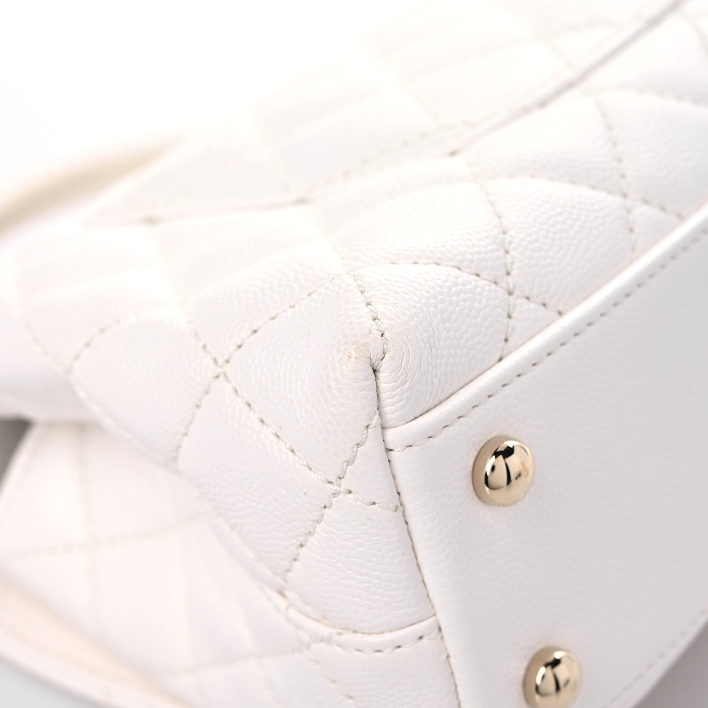 Caviar Quilted Mini Coco Handle Flap White