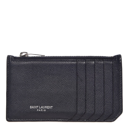 Saint Laurent Grained Calfskin 5 Fragments Zip Pouch Card Holder Deep Marine 1 of 10
