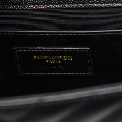 Saint Laurent Grain De Poudre Matelasse Chevron Medium Monogram Satchel Black 8 of 9