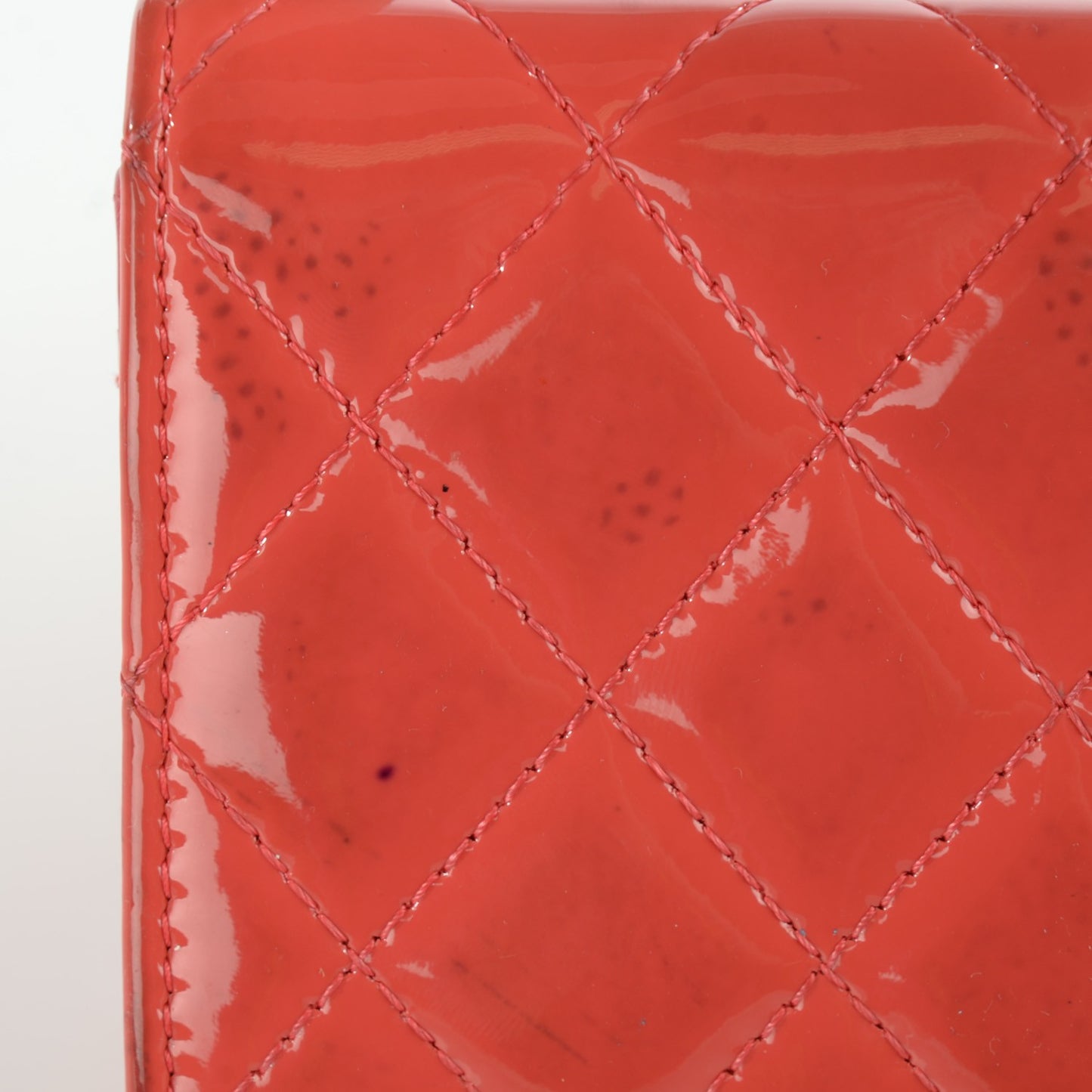 Patent Quilted Flap Card Holder Dark Pink