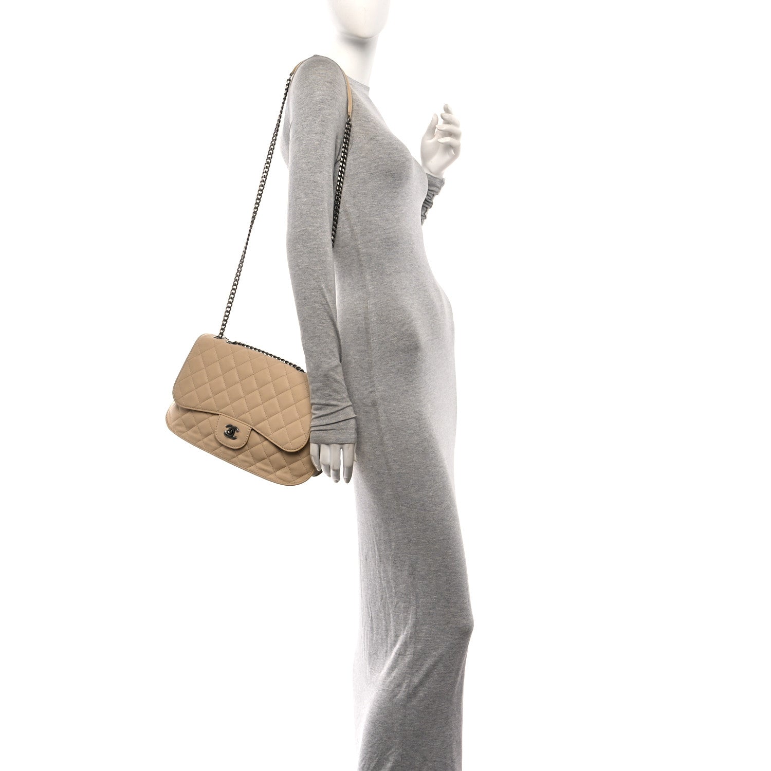 Chanel Lambskin Quilted Large Natural CC Flap Beige 2 of 11