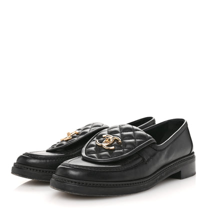 Chanel Lambskin Quilted CC Turnlock Loafers 38.5 Black 4 of 11