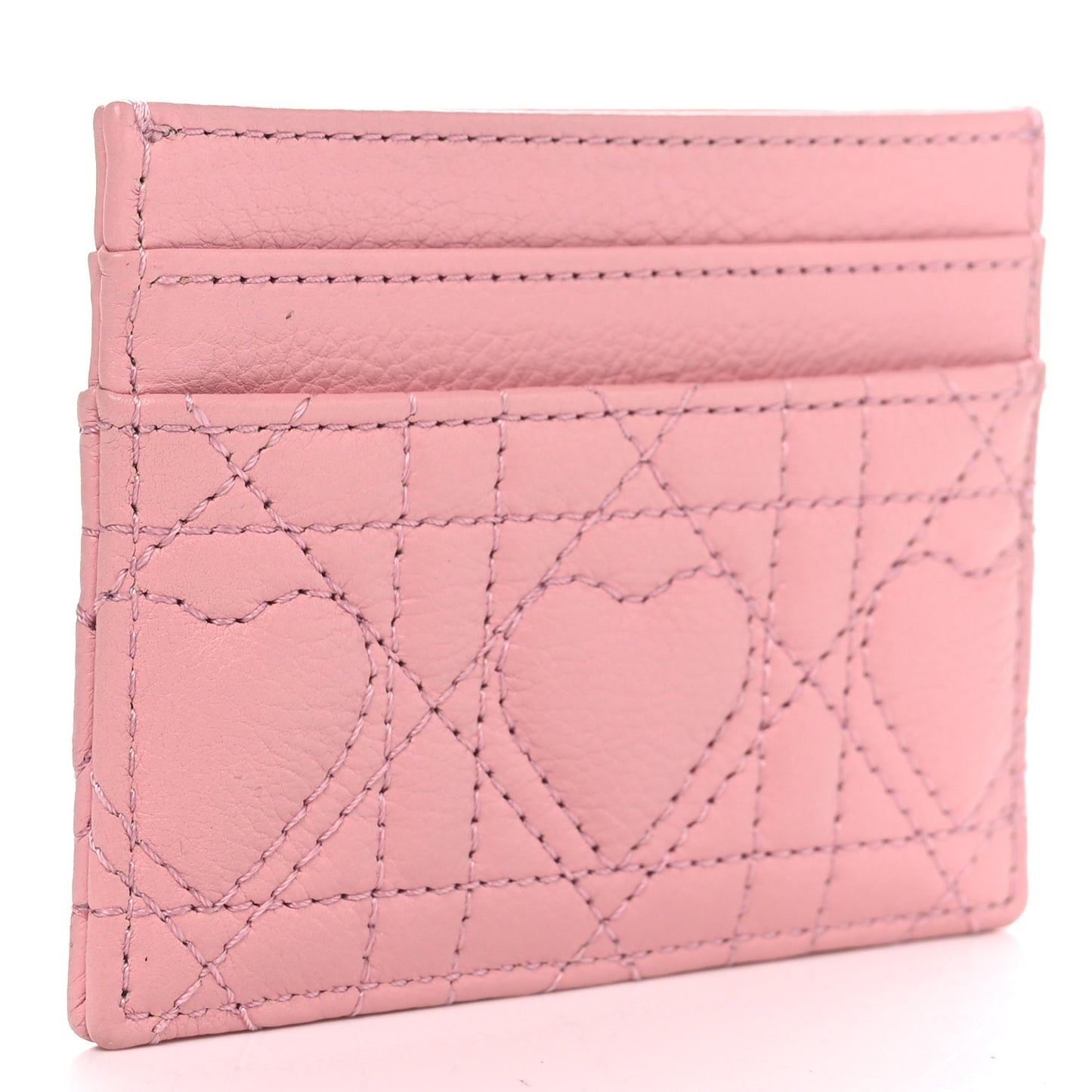 Supple Calfskin Cannage Caro Five-Slot Card Holder Pink