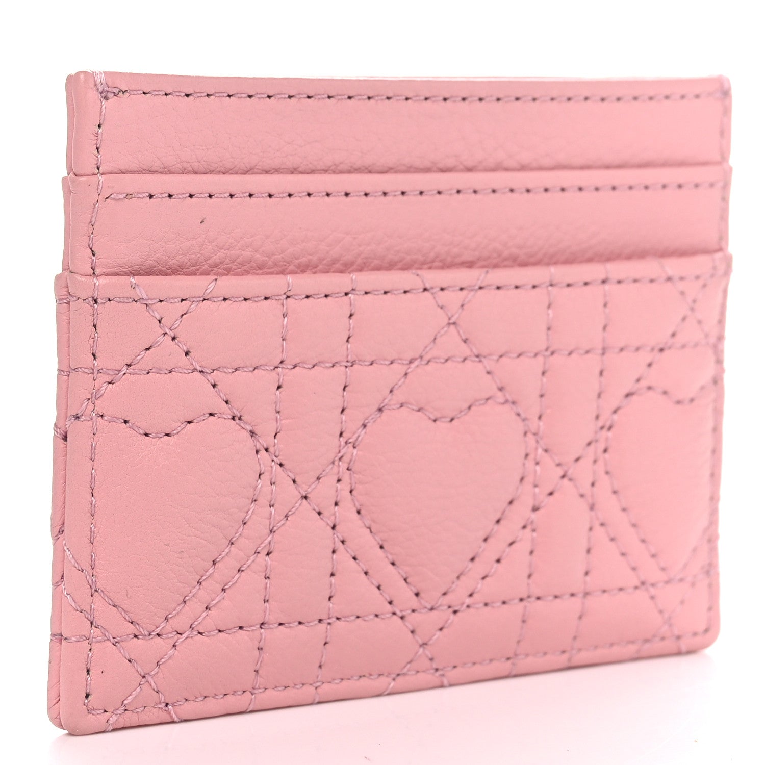 Christian Dior Supple Calfskin Cannage Caro Five-Slot Card Holder Pink 3 of 7