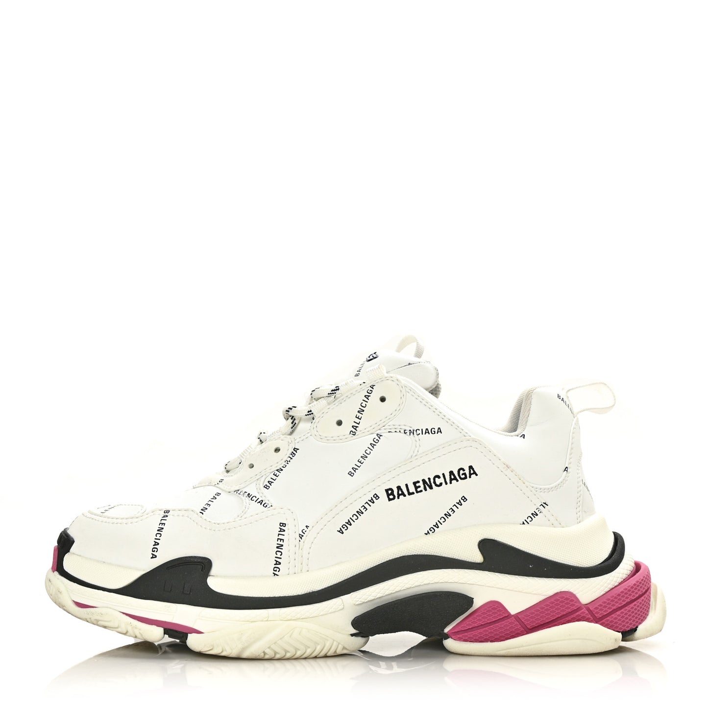Technical Fabric Allover Logo Mens Triple S Sneakers 45 White Black Pink