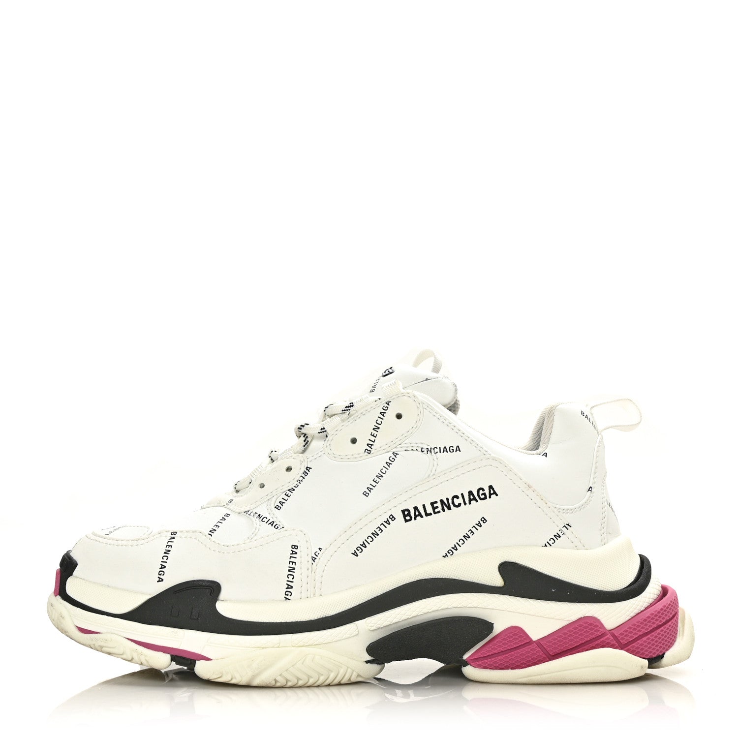 Balenciaga Technical Fabric Allover Logo Mens Triple S Sneakers 45 White Black Pink 1 of 7