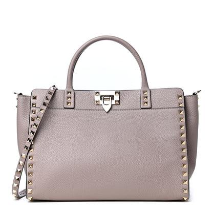 Valentino Garavani Pebbled Calfskin Small Rockstud Double Handle Bag Poudre 1 of 5