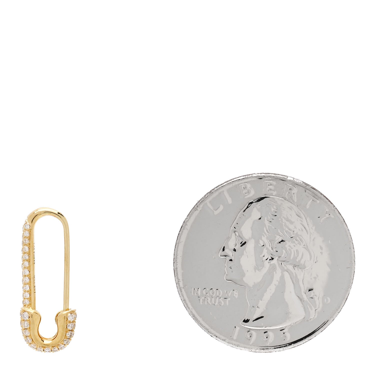 Anita Ko 18K Yellow Gold Diamond Mini Safety Pin Earring 2 of 4