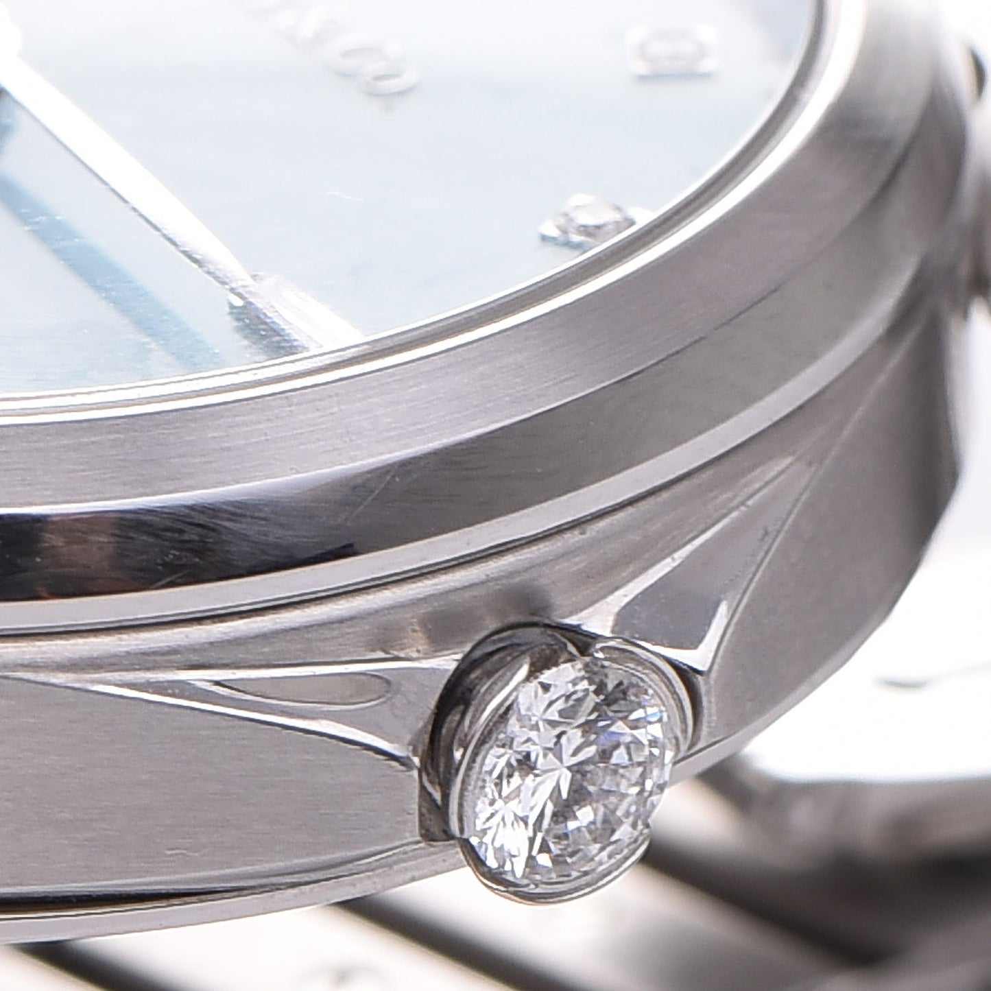 Stainless Steel Diamond 34mm Metro 3-Hand Quartz Watch Ice Blue