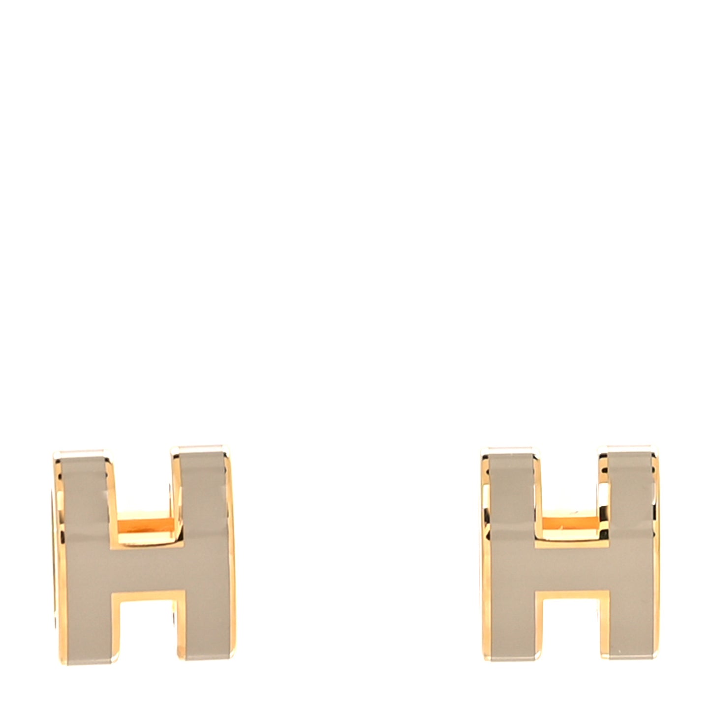 Rose Gold Lacquered Mini Pop H Earrings Marron Glace
