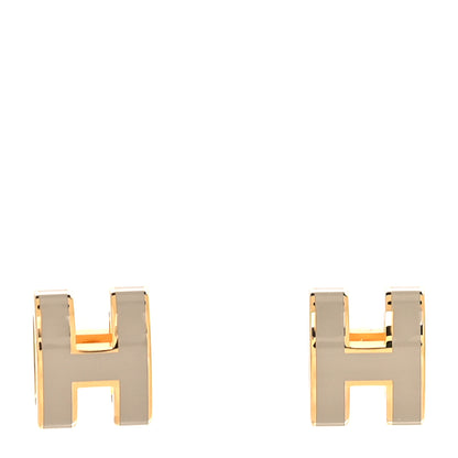 Hermes Rose Gold Lacquered Mini Pop H Earrings Marron Glace 1 of 5