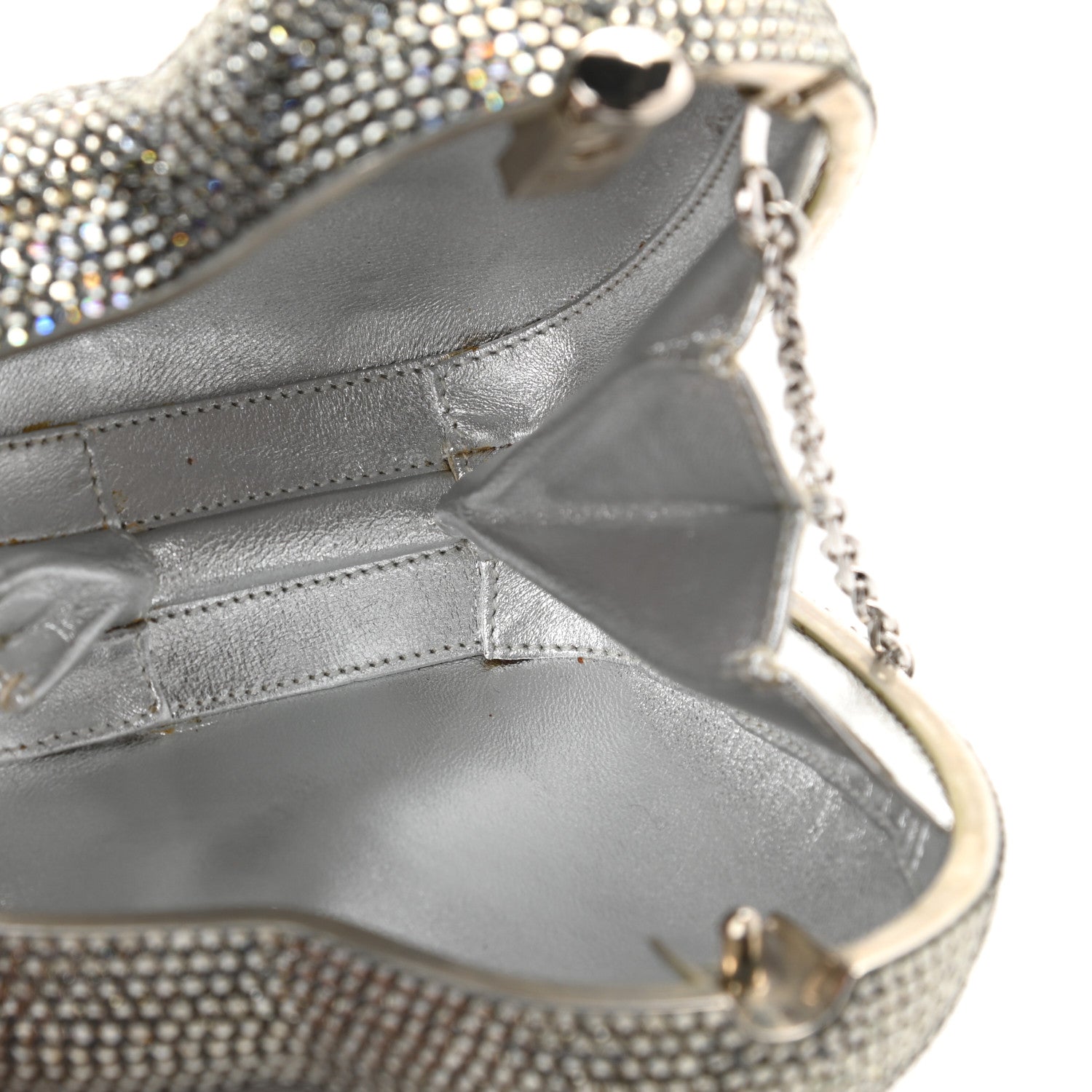 Judith Leiber Crystal Heart Minaudiere Clutch Silver 4 of 7