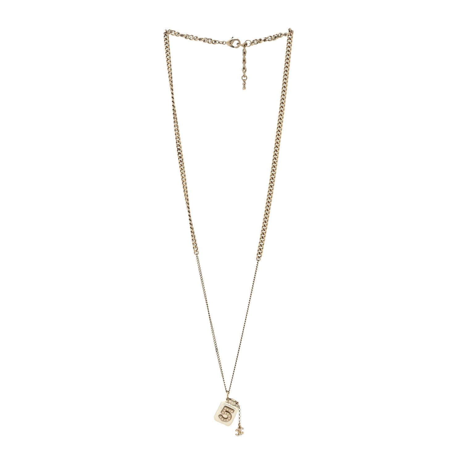Chanel Resin Crystal CC No 5 Perfume Bottle Necklace 3 of 5