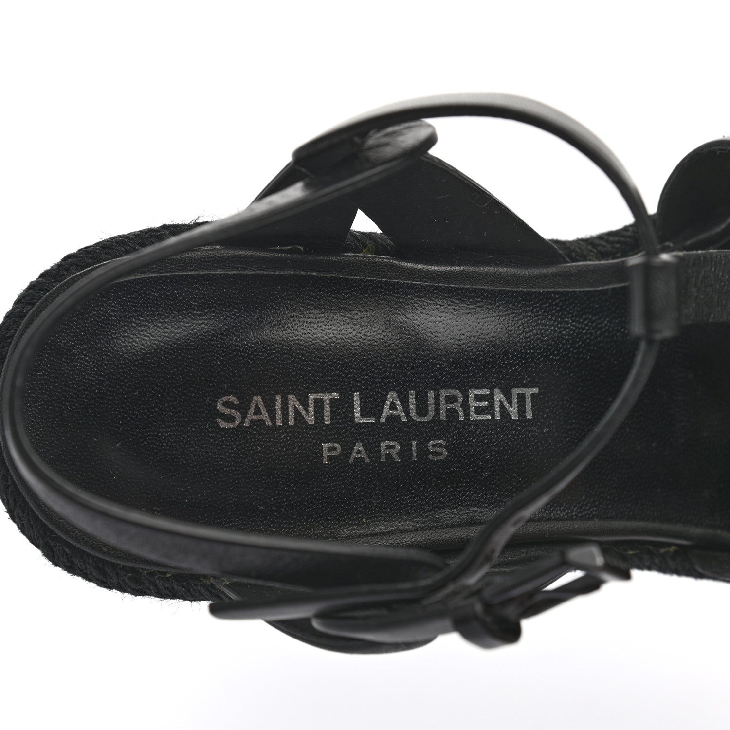 Saint Laurent Calfskin 85 Platform Espadrille Wedge Sandals 36 Black 6 of 6