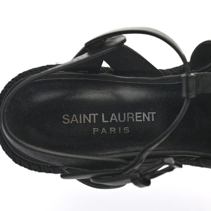 Saint Laurent Calfskin 85 Platform Espadrille Wedge Sandals 36 Black 6 of 6